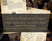 Ostara Grimoire Printable Pages | Spring Equinox Book of Shadows | Altar, Rituals, Herbs, Crystals & Tarot Spread | Vintage or Black/White