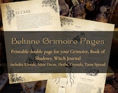 Beltane Grimoire Printable Pages | May Day Book of Shadows | Altar Decor, Rituals, Herbs, Crystals, Tarot Spread | Vintage & Black/White