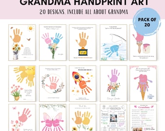 Oma handafdruk kunst, oma afdrukbaar, oma Moederdagcadeau handafdruk ambacht, beste oma ooit, handafdruk bloemen, cadeau voor oma