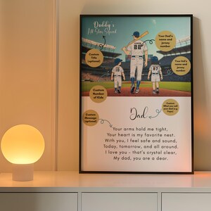Papá del béisbol para el Día del Padre, Exhibición deportiva personalizada para papá con hijos, Recuerdo de béisbol, Regalo de béisbol para papá, Descarga digital