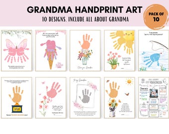Oma handafdruk kunst, oma afdrukbaar, oma Moederdagcadeau handafdruk ambacht, beste oma ooit, handafdruk bloemen, cadeau voor oma