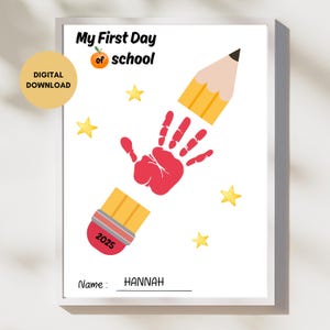 First Day of School Handprint Craft, Back to School Printable, School Keepsake, Preschool Craft, Classroom Activity Instant Download PDF