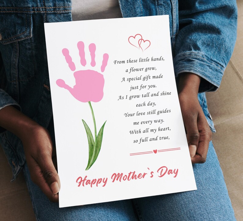 Mother’s Day Handprint Flower Craft Printable | Kids DIY Gift for Mom ...