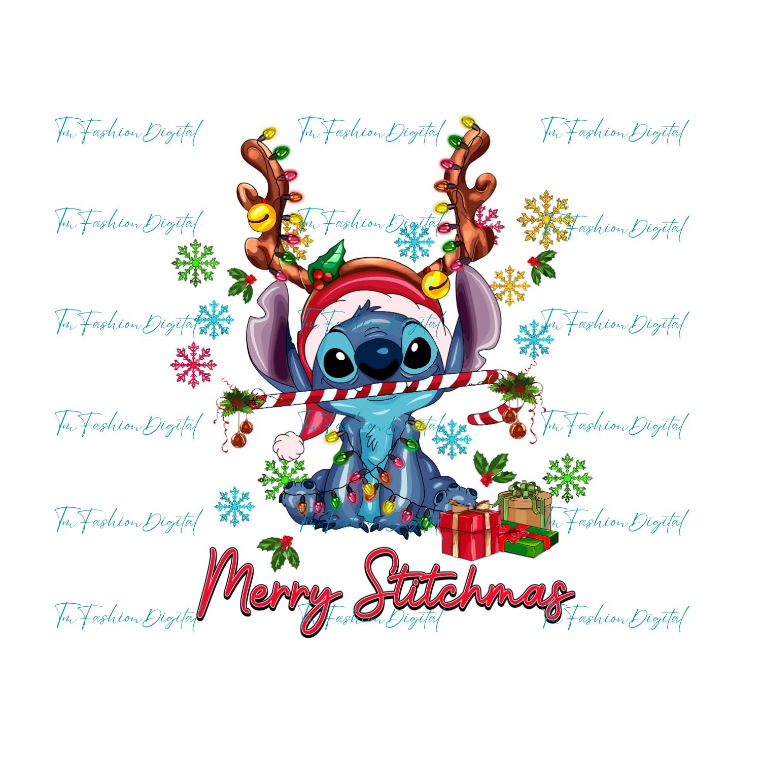 Stitch Christmas Png, Cute Christmas Png, Merry Christmas Png, Blue Alien Png, Stitch Clipart, Cute Stitch Png, Stitch Christmas Lights Png
