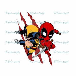 Deadpool and Wolverine Png, Deadpool Clipart, Superhero Png, Wolverine Clipart, Deadpool 3 Movie Png, Best Friends Png, Cute Deadpool Png