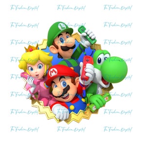 Super Mario Collage Png, Super Mario Clipart, Wydrukowalny Mario Png, Cyfrowy Mario, Super Mario Design Png, Mario Allstar Png, Księżniczka Peach