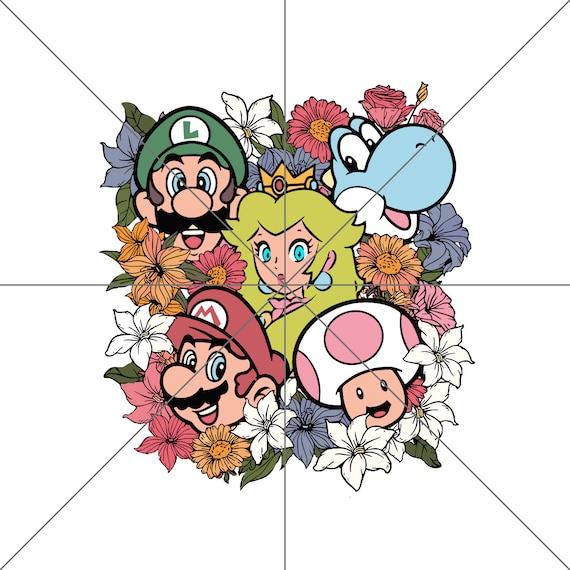 まりやイラストオーダー 花柄のスーパーマリオキャラクター PNG、マリオと仲間たち PNG