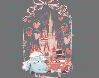 Lightning Mcqueen Sally Couple Png, Cars Png, Valentine's Day Png, Mcqueen Sally Png, Magic Castle Png, Cars Movie Clipart, Family Trip Png