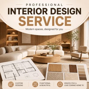 Servicio de diseño de interiores personalizado / Diseño virtual y renovación de habitaciones / Panel de inspiración, plano de planta, renderizado 3D, lista de compras.