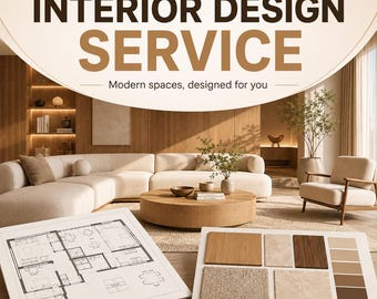 Maßgeschneiderter Innenarchitektur-Service | Virtuelle E-Design- und Raumumgestaltung | Moodboard, Grundriss, 3D-Rendering, Einkaufsliste.
