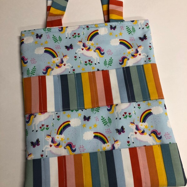 Reserved for Shannon - Unicorns with rainbows Crayon Bag