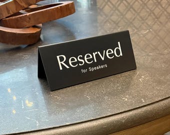 Personalized Table Sign Double Sided, Reserved Sign for Conferences, Custom Name Desk Sign, Meeting Room Sign, Seminar Training Event Sign