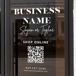 Custom Business Door Decal, Personalized Logo & QR Code Sticker