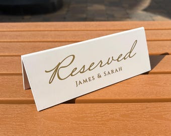 Letrero personalizado para mesa de boda, letrero personalizado de mesa reservada, decoración para recepción de boda, letrero para fiesta de compromiso, letrero de asientos reservados