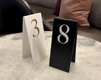 Set Custom Table Number Signs | Double-Sided Plastic Table Numbers | Restaurant Table Markers | Cafe Table Numbers