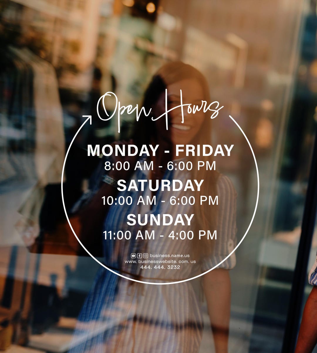 Personalized Store Hours Decal - Custom Window Sign for Business or ...