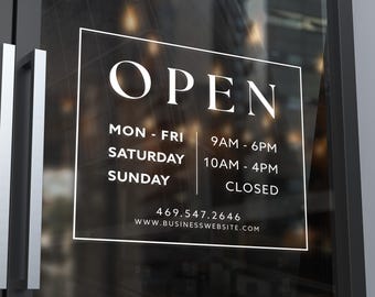 Vinilo con horario de apertura, adhesivo personalizado para escaparate, letrero de horario de oficina, letras de vinilo para fachada, vinilo para puerta de tienda, señalización profesional.