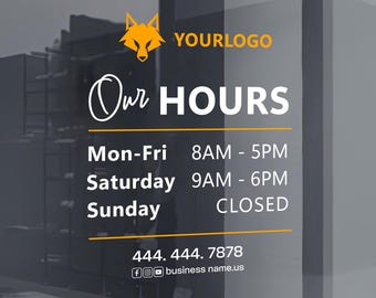 Personalized Business Hours Vinyl Decal – Custom Window Sign
