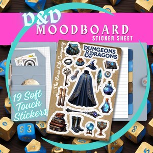 Hoja de calcomanías suaves al tacto para tablero de estado de ánimo azul real de DND