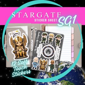 Feuille d'autocollants doux au toucher Chibi Stargate SG1
