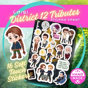 Hoja de pegatinas de tributos del Distrito 12 de Chibi