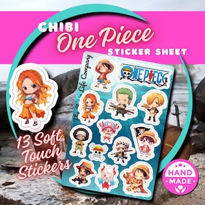 Feuille d'autocollants pour l'équipage du chapeau de paille chibi