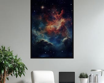 Żywy plakat matowy „Kosmiczna Mgławica” | Głęboka Kosmos – wydruk ścienny | Niebiańska Galaktyka – dekoracja gwieździstego wszechświata | Inspirujący prezent science fiction