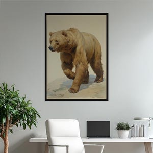 Majestic Brown Bear Poster | Realistic Wildlife Art Print | Rustic Cabin Decor | Nature Lover Gift | Museum Grade Matte Vertical Print