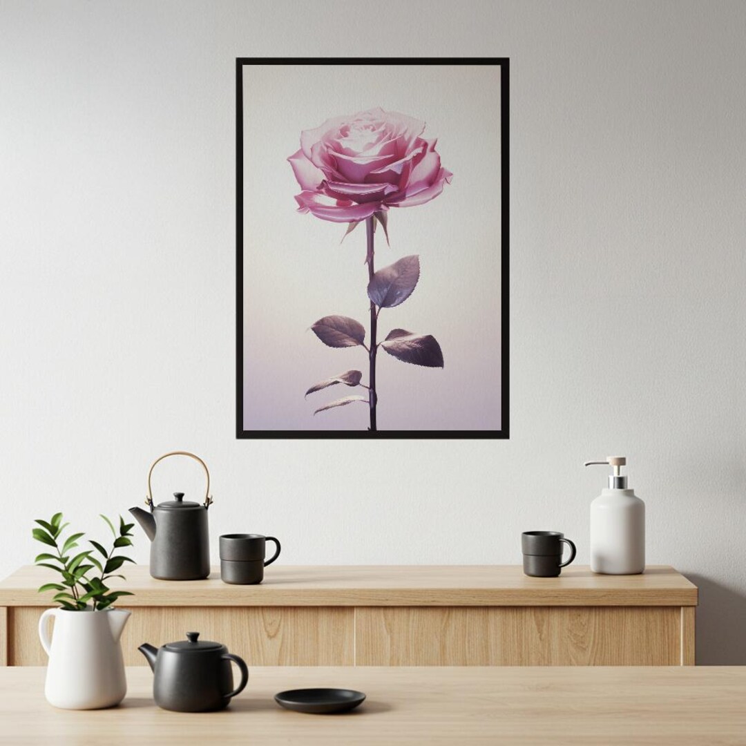 Luminous Pink Rose Matte Vertical Poster | Ethereal Floral Wall Art ...