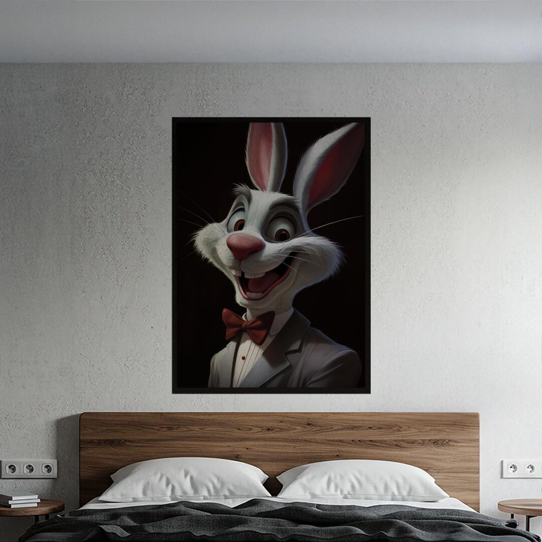 Dapper Bunny Poster | Whimsical Rabbit in Suit Wall Art | Cheerful ...