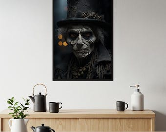 Haunted Elegance Matte Vertical Poster | Gothic Macabre Wall Art Print | Undead Figure Portrait for Spooky Home Decor & Dark Fantasy Gift