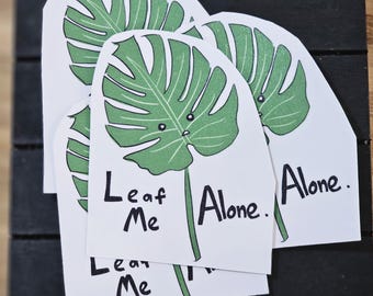 Leaf Me Alone Sticker: Funny Anti-Social Plant Decor