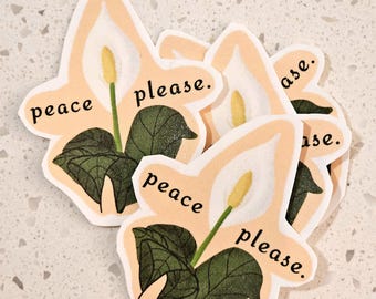 Peace Lily Sticker: Floral Laptop Decal, Indoor Plant Art