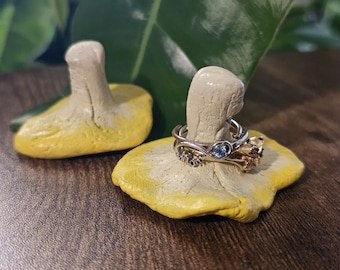 Mushroom Ring Holder, Chanterelle Jewelry Display