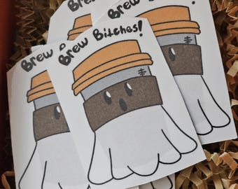 Brew Bitches Coffee Sticker, Fall Vibes in Sticker Form