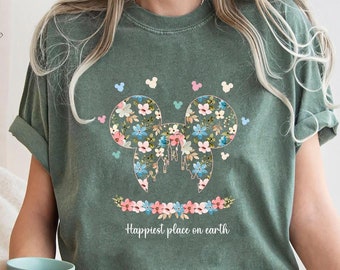 Maglietta "Il posto più felice della Terra", maglietta con castello floreale