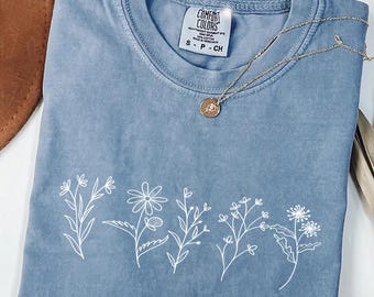 Comfort Colors® Wildflower Shirt, Floral Cottagecore Shirt, Botanical Shirt, Flower Shirt, Nature Shirt, Wildflower Tshirt,Wild Flower Shirt