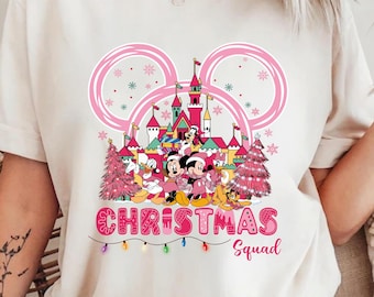 Disney Christmas Squad Sweatshirt, Pink Castle Holiday Shirt