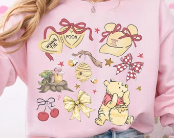 Coquette Winnie The Pooh Shirt, Retro Pooh Bear & Friends Tee, Disney Family Trip 2025 T-Shirt, Cute Disneyworld Pooh Shirt