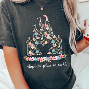 Happiest Place on Earth Shirt, Magic Kingdom Shirt, Magical World Shirt, Magical Kingdom, Disney Castle Floral Shirt, Disney World Shirt