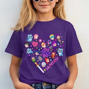 Huntrix Heart T-Shirt Huntri x Mira, Rumi, Zoey Fan Shirt, K pop Demon Hanters T-shirt, Gift for Huntri x fans, K pop Hantri x Pin, Huntri x