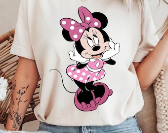 Cute Minnie Mouse Classic Sketch Cute Vintage Portrait T-Shirt, Retro Disney Trip Shirt, Vintage Minnie Shirt, Disney Family Vacation Trip