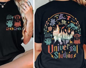 Vintage shirt Disney Universal Studios 2026, comfort kleur shirt Universal Studios, shirt Disney-reis, shirt, shirt Disney familievakantie