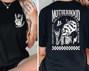 Motherhood Shirt, Skeleton Rock On Mama Tee, Rocker Mom Gift