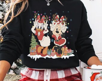Camisa navideña vintage de Minnie y Daisy con colores cómodos