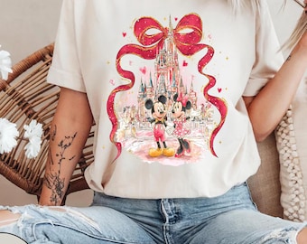Coquette Castle Bows Mickey Minnie Disney Valentine Shirt Tee, Happy Valentine's Day 2026, WDW Disneyland Valentine Gift For Her