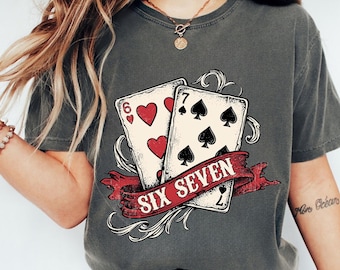 Comfort Color Playing Cards Valentine's Day Tee, Six Seven Coquette Shirt