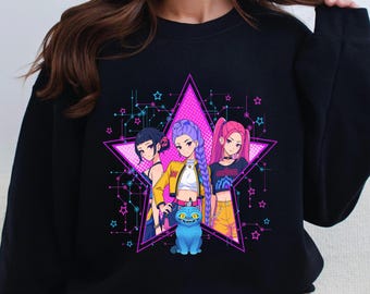 Kpop Demon Hunters Shirt, Huntrix Girls Youth Sweatshirt, Mira Rumi Joey Shirt, Demon Hunters Toddler long Sleeve, Kpop Fan Gift