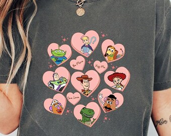 Koszulka walentynkowa Toy Story, różowa bluza walentynkowa z postaciami Disneya, koszulka walentynkowa, pasująca koszulka Disney, koszulka z napisem „Wesołych Walentynek”