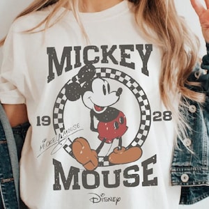 Comfort Colors® Vintage Mickey Mouse Shirt, Disney Mickey 1928 T-Shirt, Retro Mickey Shirt, Disney Trip Shirt, Checkered Mickey Shirt